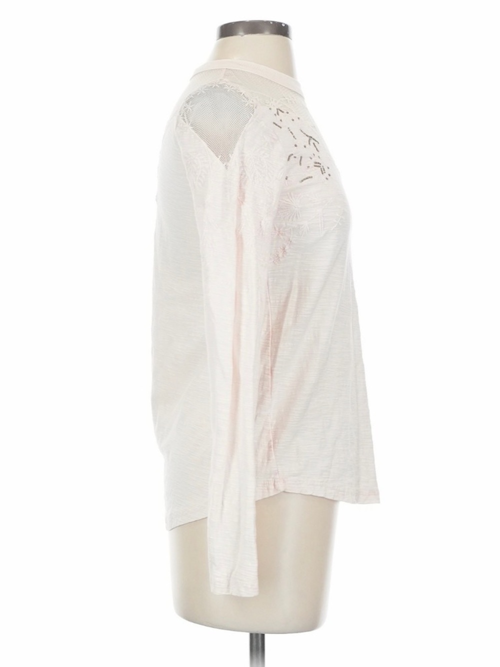 Free People Blush Lace-Inset Long Sleeve Tee - Picture 5 of 7